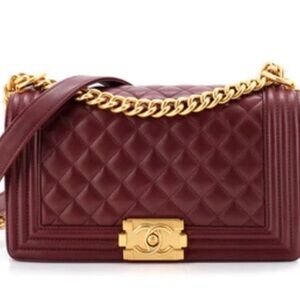 Chanel Boy Flap Bag Quilted Lambskin Old Medium